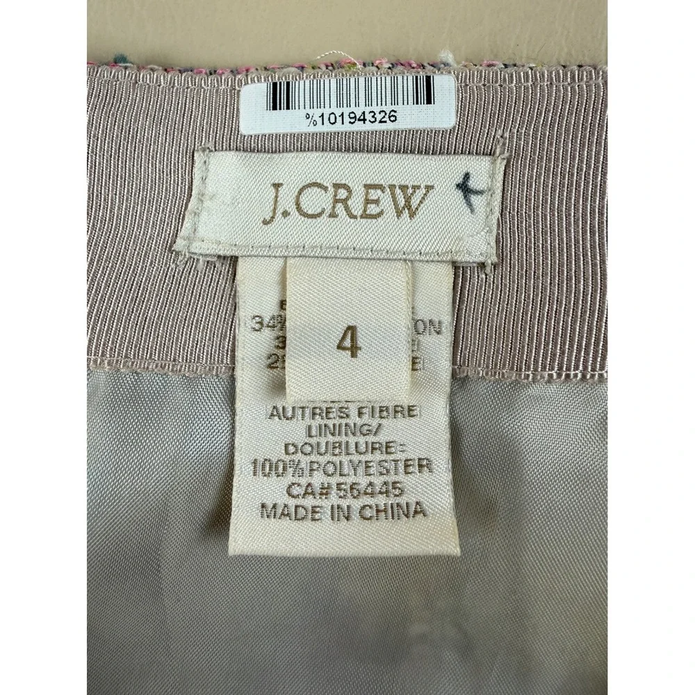 J.Crew Silk Blend Tweed Mini Skirt Size 4 Multicolor Bouclé Lined Pockets - Picture 6 of 6